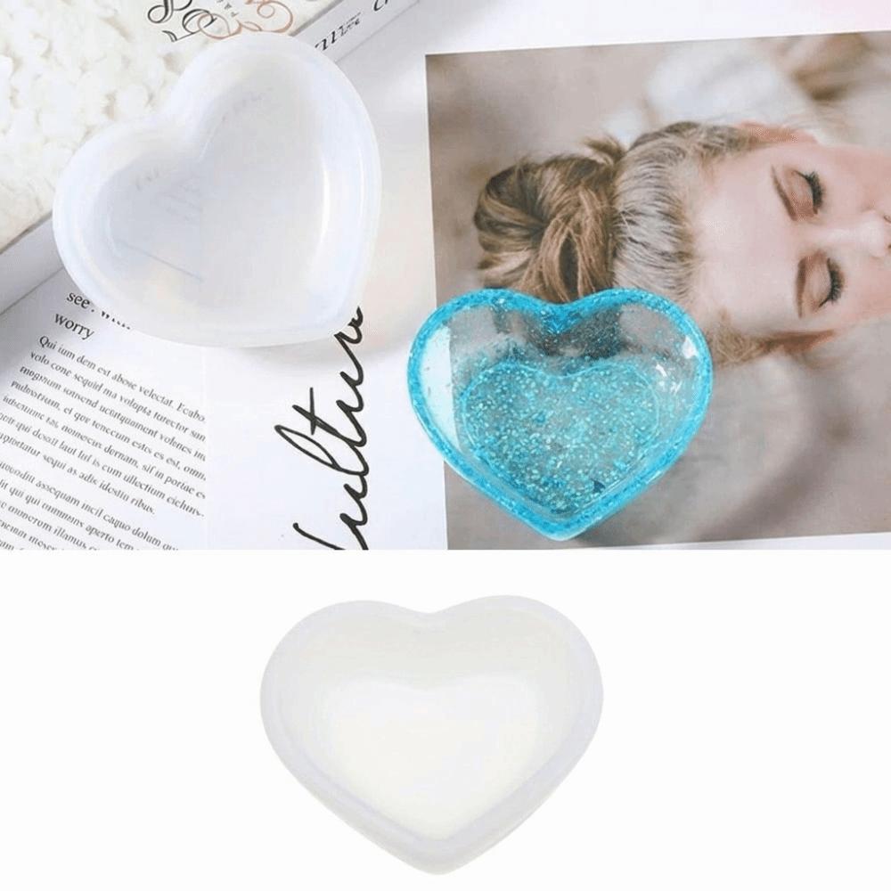 Small Silicone Craft Mold Heart-Shaped Resin Jewelry Mold Cute Storage Box Mold  Storage Containers