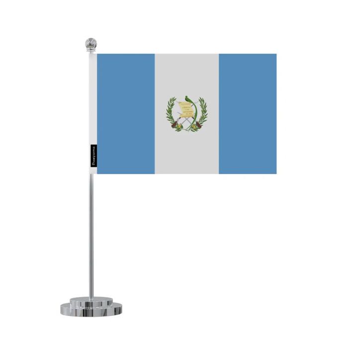 Drapeau de bureau - Guatemala - 14 x 21 cm - Polyester - Impression recto/verso - Acier inoxydable