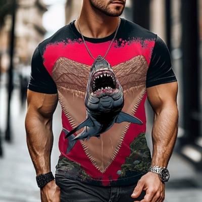 Herren Hai T-Shirt Kurzarm T-Shirt 3D-Druck Rundhals Shirt Übertriebenes Designer Party Street Casual Schwarz Sommerkleidung