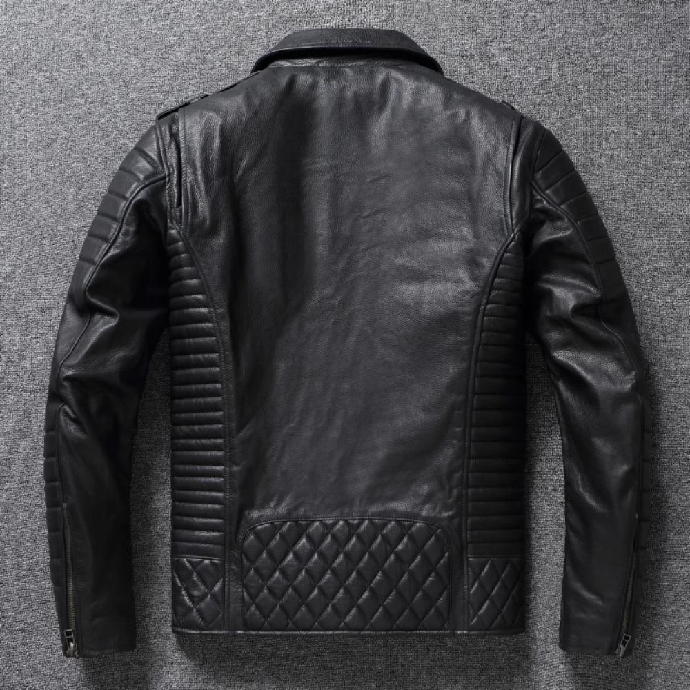 Chinesische Größe Schwarze Rindsleder-echte Lederjacke Herren Motorradjacken Weiche Bomberjacke Reiten Bikerkleidung Herren Lederjacke Herbstmantel