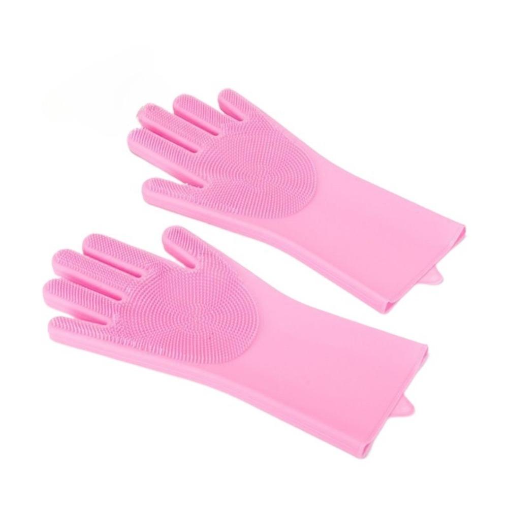 Pet Grooming Gloves for Dogs And Cats Silicone Bathing Shampoo Scrubber Dishwashing Cleaning Glove Multi-functional gloves 1 pair розовый