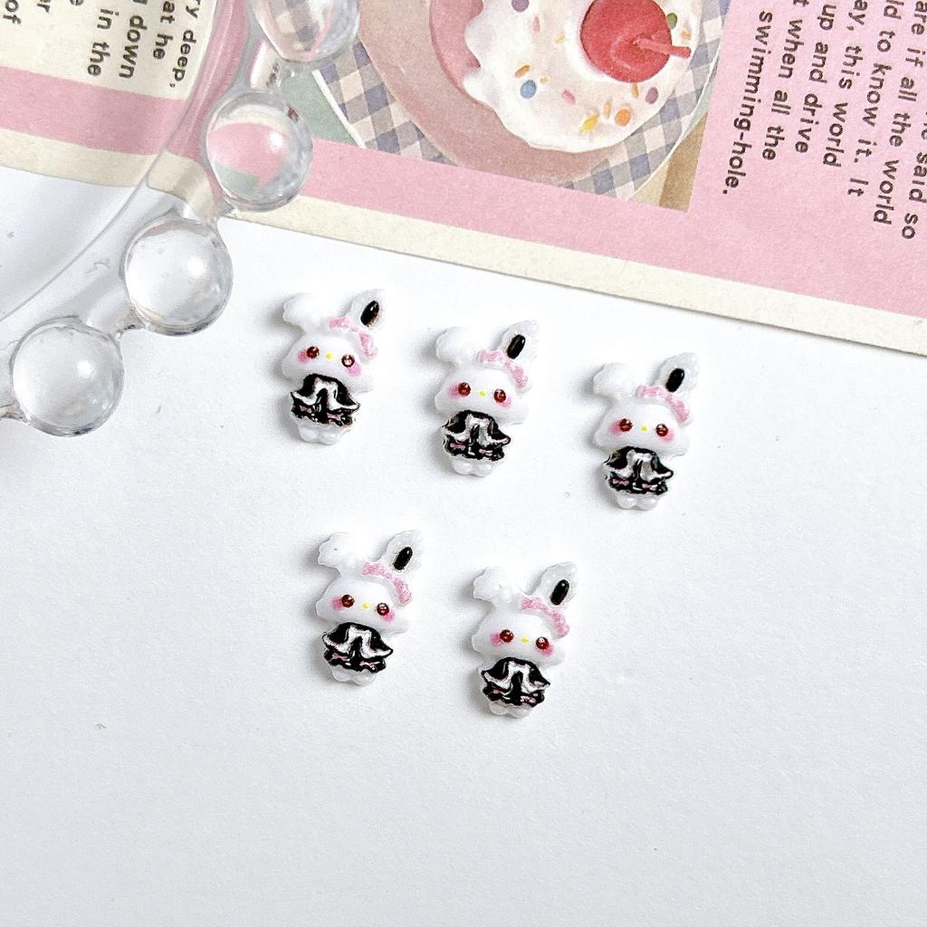 Cartoon Rabbit Nail Art Accessories Cute 3D Heart Blush Bunny Handmade DIY Nail Wearable Nail Decorations