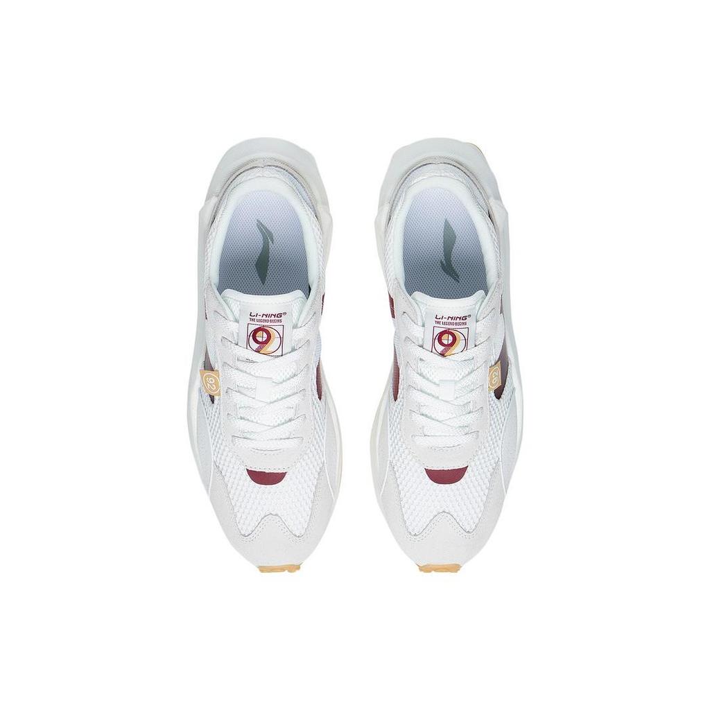 New LiNing Square Radius Cushioning Anti Slip And Wear Resistant Low Top Sports Casual Shoes Men's White Red AGCS107-5