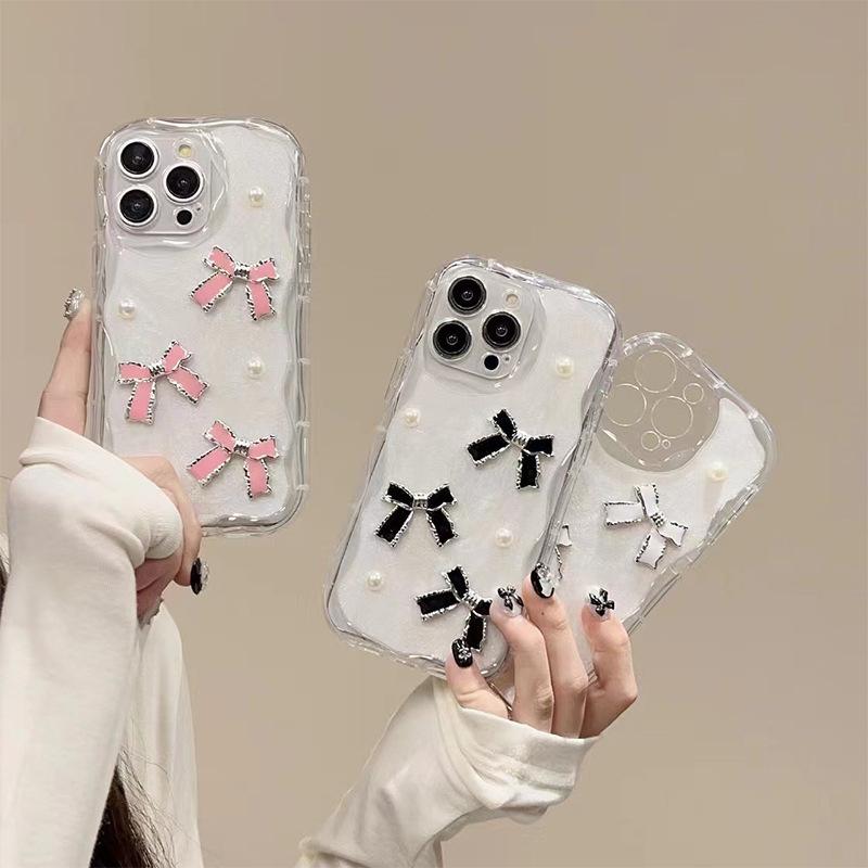 For IPhone 17 Promax Sparkling Powder Droplet Phone Case for Apple 16 Bow Pearl Anti Drop