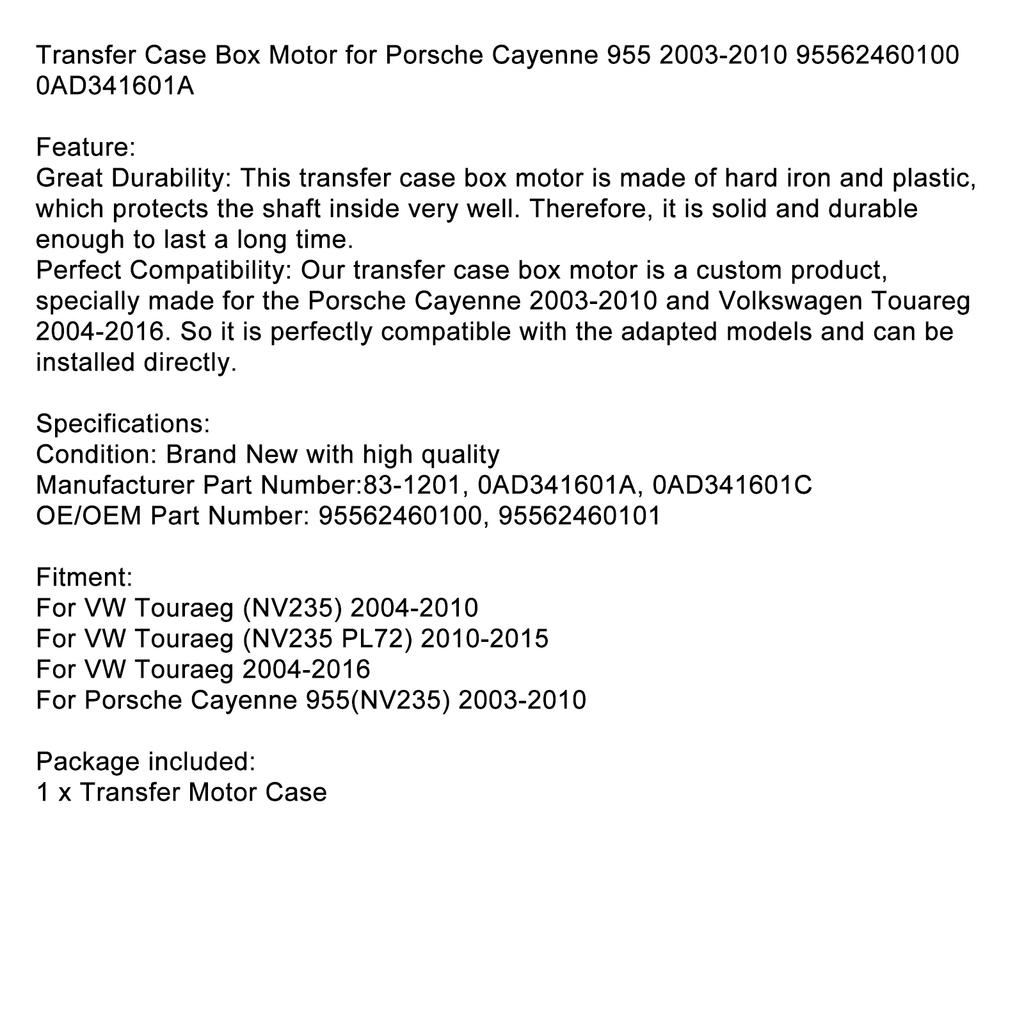 Transfer Case Box Motor for Porsche Cayenne 955 2003-2010 95562460100 0AD341601A