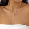 Vintage Gold Color Long Chain Cross Drop Necklaces for Women Simple Metal Geometric Bead Tassel Choker Aesthetics Jewelry Gifts