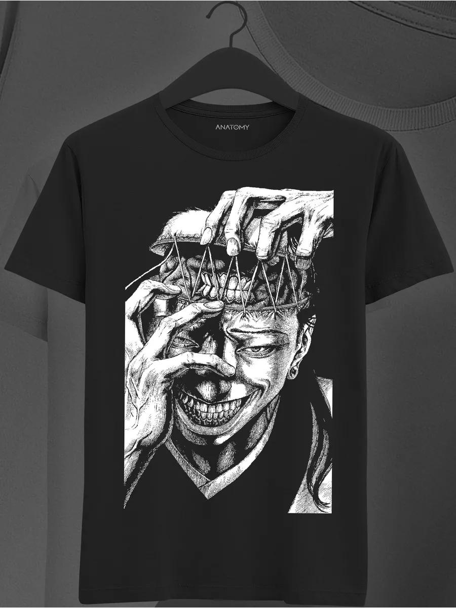 Черная футболка с принтом аниме 2XL