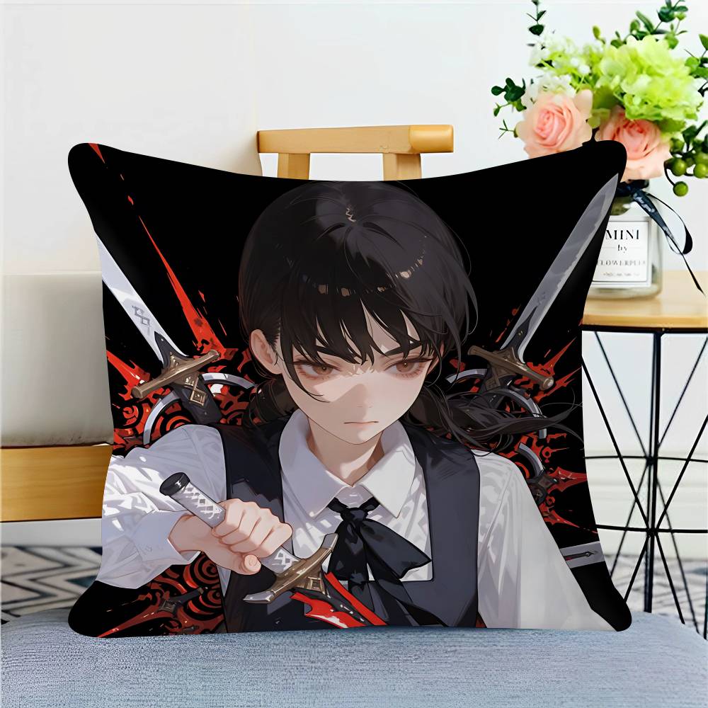 Chainsaw-Man Mitaka Asa Decorative Room Aesthetics Pillow Case Home Decor Bedroom Sofa Bed Couch Pillow Cover 45x45