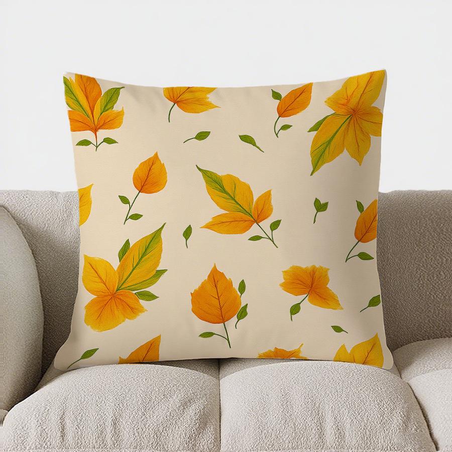 Home Decor Autumn Leaves Pattern Decorative Throw Pillow Pattern Cushion Cover Suitable For Sofa Bedroom Car Pillow Cover