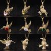 Colorful Zircon Pearl Hummingbird Flying Pendant Necklace Titanium Steel Collarbone Chain Women's Unique Design