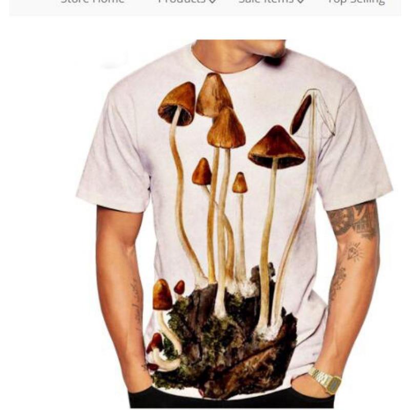 

Футболка с круглым вырезом и принтом «Еда и грибы», новинка, повседневная мужская футболка с короткими рукавами и принтом «Грибы» 6XL
