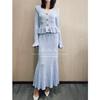 Elegant French-Style V-Neck Slim Fit Fishtail Knit Dress
