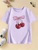2026 Girls Y2k Bow with Cherry Fashion T Shirts Kids Children's T-shirt Girls Summer Spring Casual Top Tee