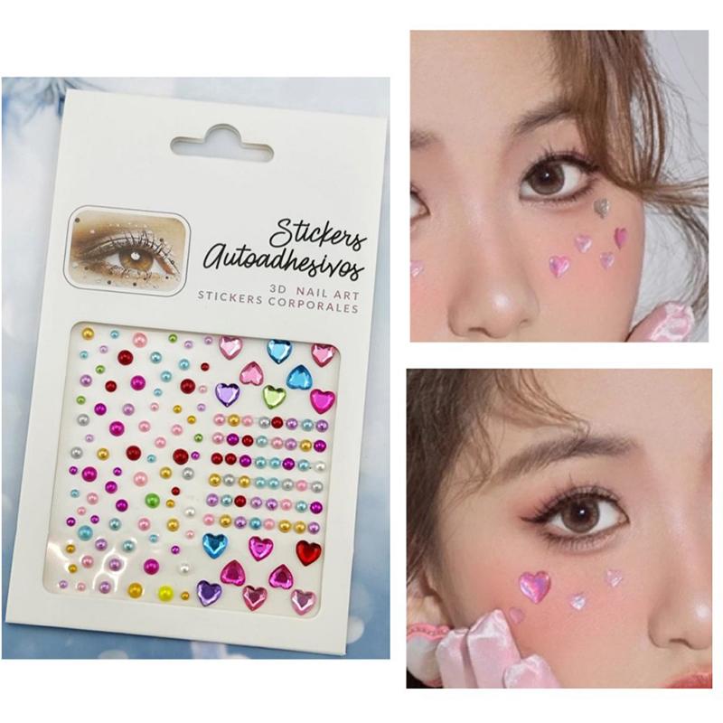 Face Diamond Gem Sticker 5D Colorful Tattoo Eyeshadow Stickers For Festival Nail Body Makeup Bling Jewel Diy Decor