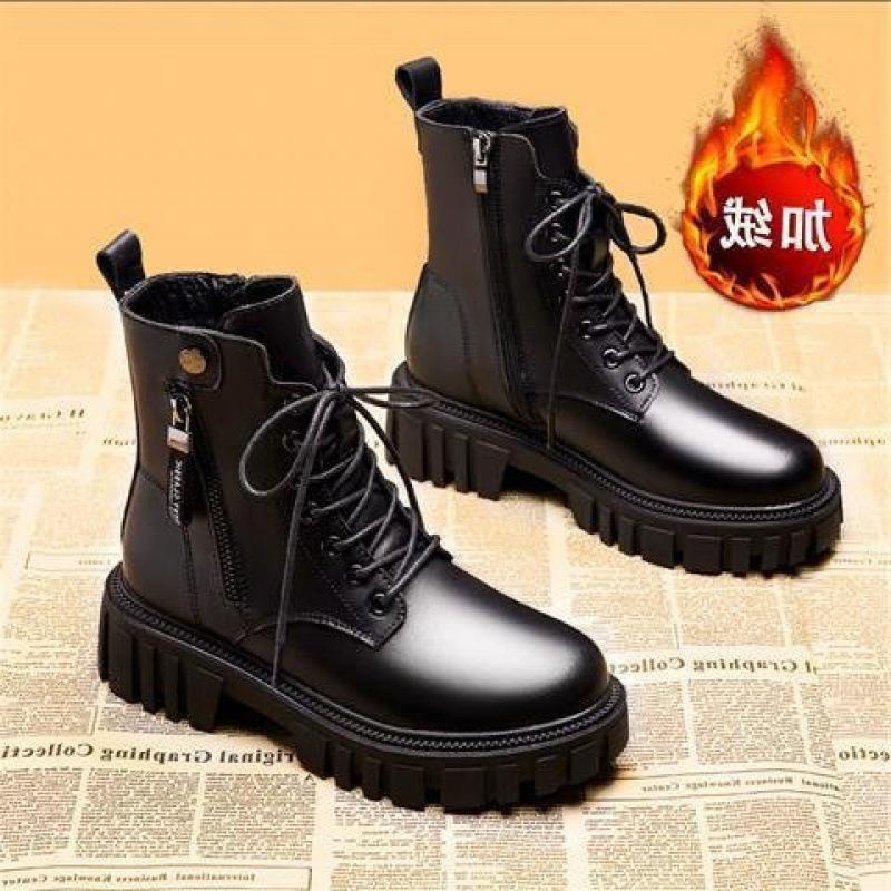 British Martin Boots 22 New Thick-soled Inner Height Increase Small Boots Velvet Thin Short Boots Winter