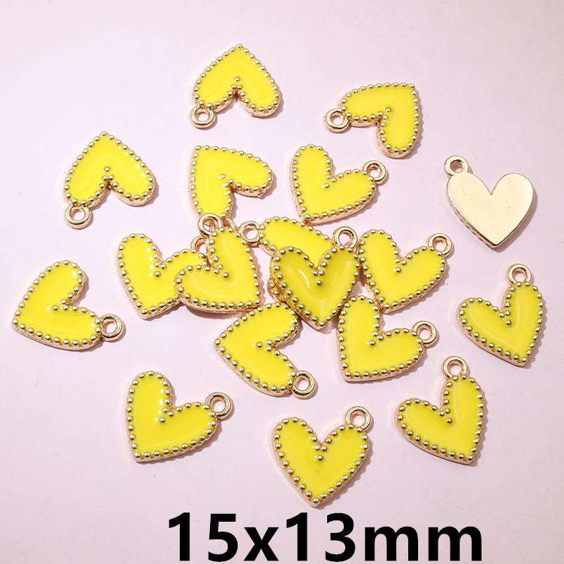 30pcs 15x13mm Enamel Heart Charms Pendant Alloy Metal DIY Jewelry Making Accessories for Earrings Bracelet Necklace Findings