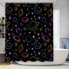 Space-themed Shower CurtainCosmic Pattern with Stars, Planets, and Moons Vibrant Colors for Bathroom Decor
