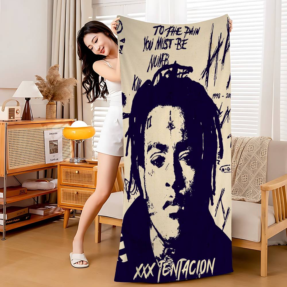 X-XXXTentacions 17 Rapper Anime Beach Swimming Towel Soft Absorbent Washcloth Children's Gifts for Kids Travel Camping Gym