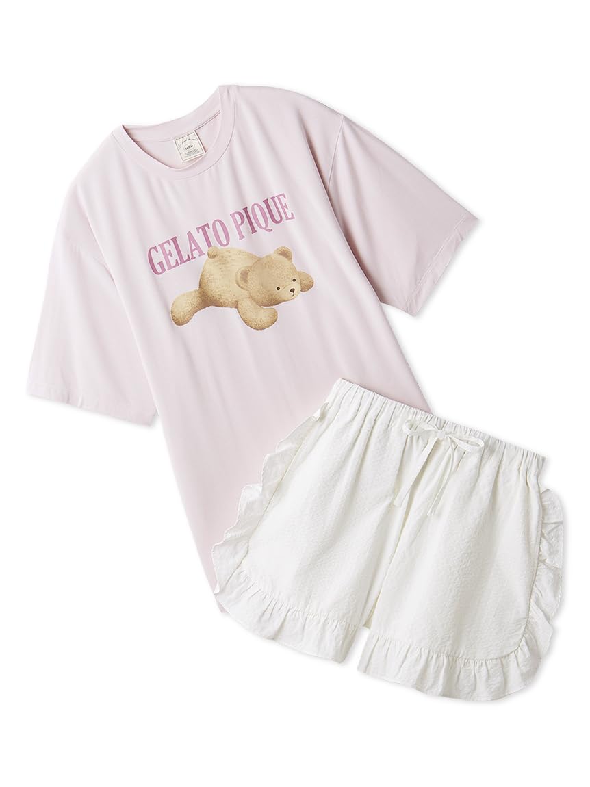 

Комплект полосатых шорт с мишкой Gelato Pique PWCT252361PNKF [Эксклюзив EC] Футболка с принтом и розовый