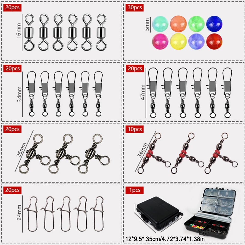 140pcs/box Fishing Accessories Kit Fishing Connector Swivels Ball Bearing Fishing Swivels Carp Fishing Accessories