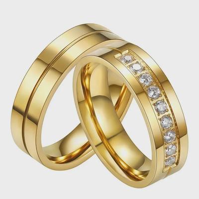 18K Stainless Steel Titanium Couple Rings: Trendy Unisex Jewelry