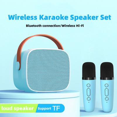 Mini Karaoke Machine Bluetooth-compatible Speaker 1-2 Wireless Microphone Karaoke Speaker Set Music Player for Party Home