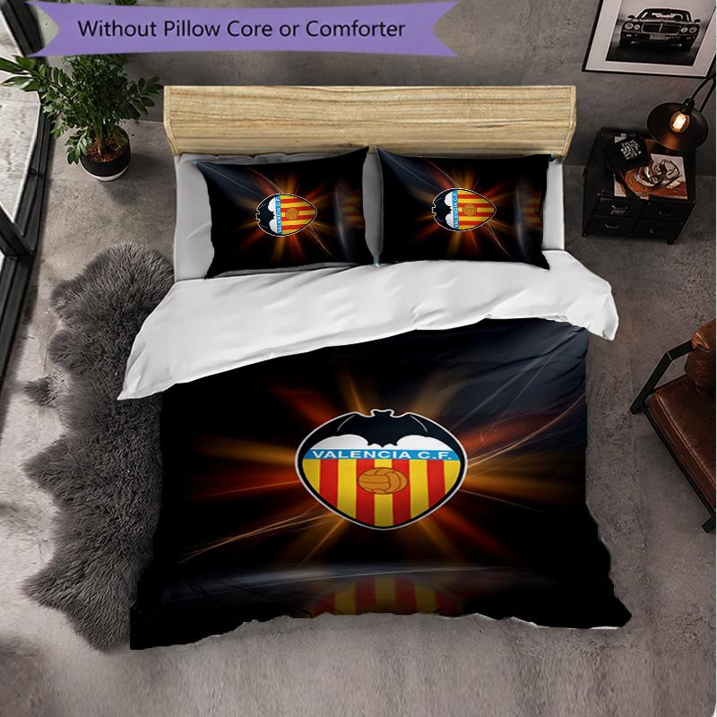 Valencia FC Themed Bedding 3Pcs Duvet Cover Set Decorative Bed Linen For Teen Room Home Decoration