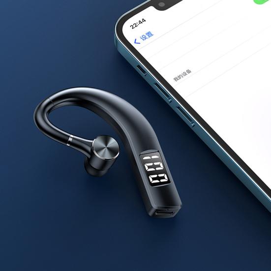 F19 Bluetooth-kompatibler Ohrhörer Monaurale Geräuschunterdrückung Ohrhaken-Kopfhörer Kabellose Musik-Ohrstöpsel mit Mikrofon zum Autofahren