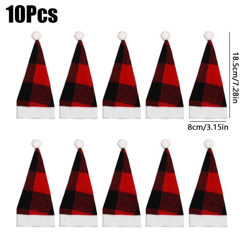 10Pcs Santa Hats Wine Bottle Covers Christmas Table Decoration Mini Cutlery Storage Bags Home Atmosphere Xmas Party