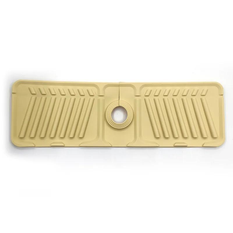 Silicone Faucet Drying Mat, Sloped Drainage & Organizer, Anti Slip Soap Storage Tray Kitchen Faucet Protector