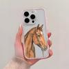 Retro Watercolor Horse Pattern Clear Phone Case For iPhone 17Air 16 15 14 13 12 11 Pro Max 14 Plus 2 In 1 Candy Color Soft Cover
