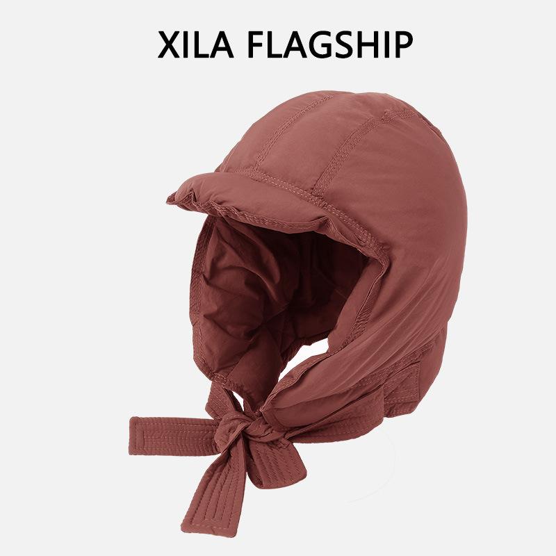 

Зимняя теплая пуховая шапка для женщин, шарф интегрированный, ветрозащитная, утолщенная, с защитой ушей, завязками, велосипедная, лыжная шапка Лей Фэн, корейская версия average size