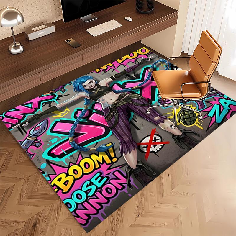 League of Legends Jinx Print Area Rug - Soft,Washable Non-Slip Indoor Mat,Living Room,Home Office Decorative Rug