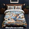 Teddy Bear Theme Custom Text Or Name 3Pcs Bedding Set,1 Flat Sheet & 2 Pillowcases Personalized Home Bedding