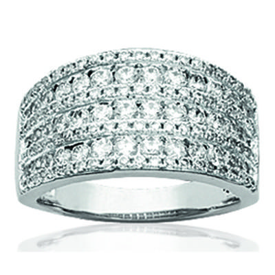 Silver Ring 'Sissi' White (rhodium) - 13 Mm