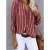 Damenhemd Frühling und Herbst Langarm Einfach Locker Lässig Bedruckte Gestreifte Hemden für Damen Stilvolle Elegante Büro Damenbluse