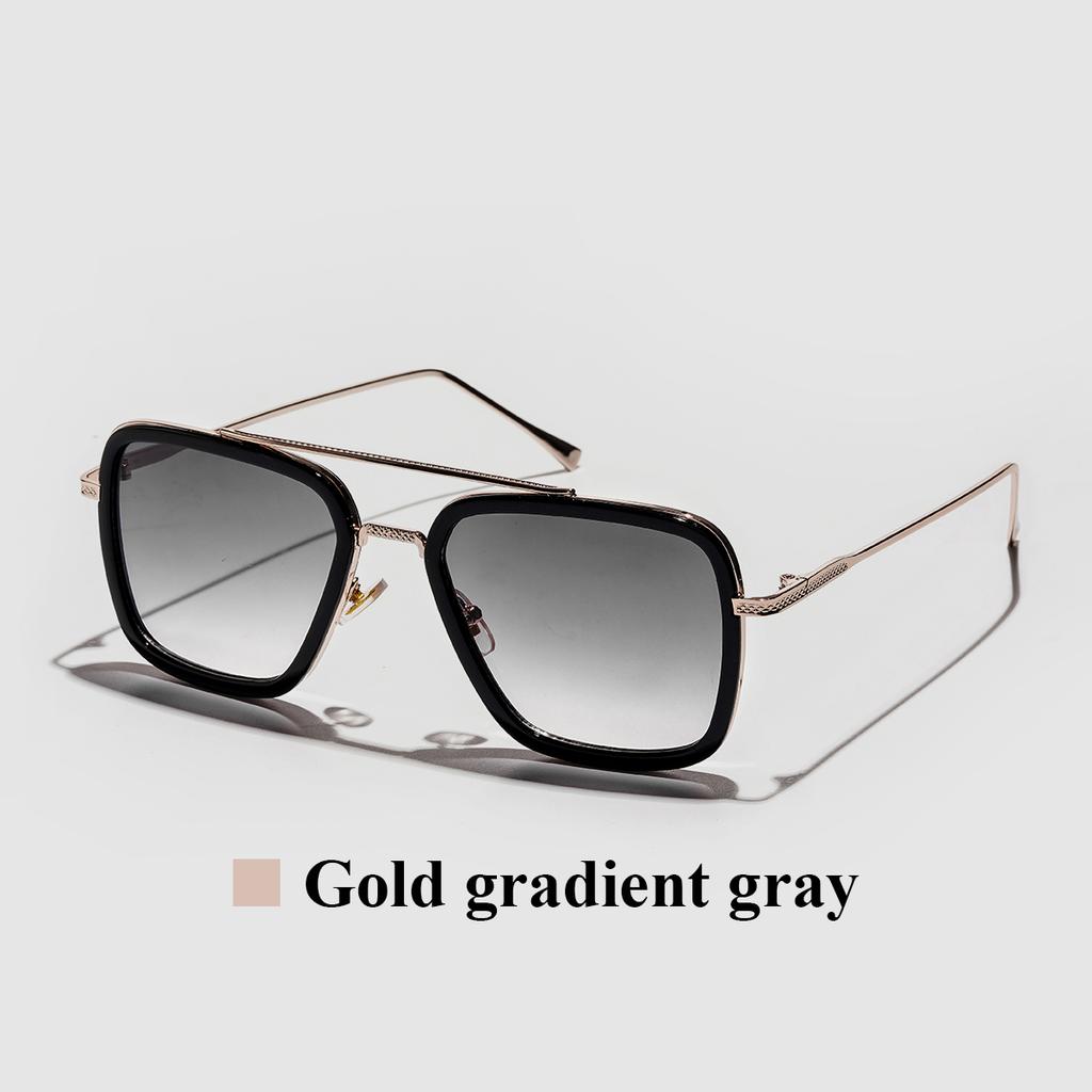 Ruiao Square Mens Designer Sunglasses Metal Frame Gradient Luxury Shades UV400 Rectangle Pilot Sun Glasses for Men