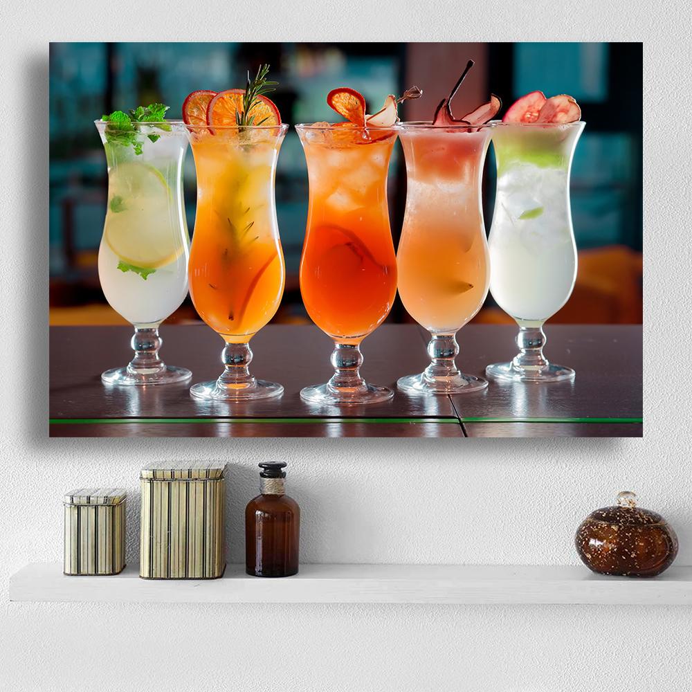 Modern Fresh Fruit Juices and Cocktails Canvas Painting Summer Sea Wall Picture Posters and Prints for Living Room Decor Cuadros