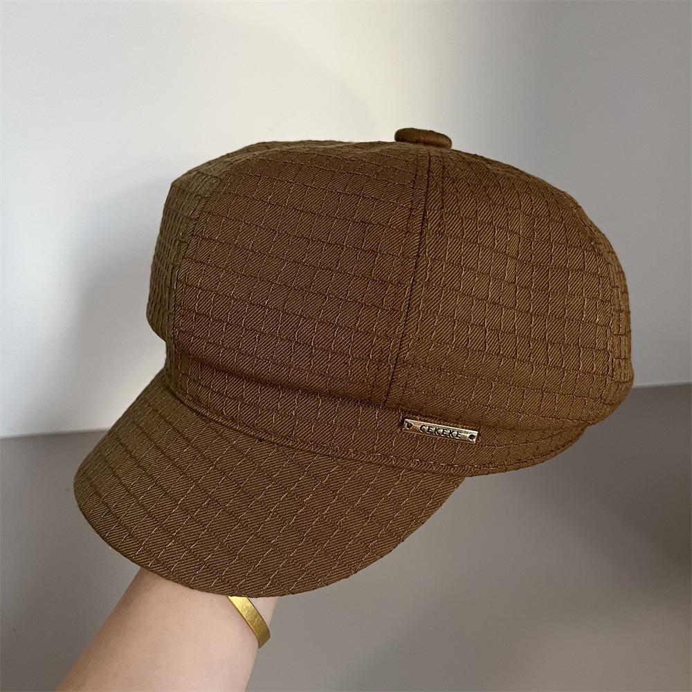 Beret women's early autumn versatile face small painter octagonal hat big head circumference hat tide