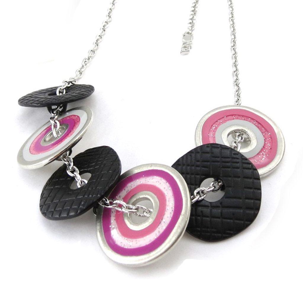 NOA [J2218] - Designer Necklace 'Amandine' Black Pink