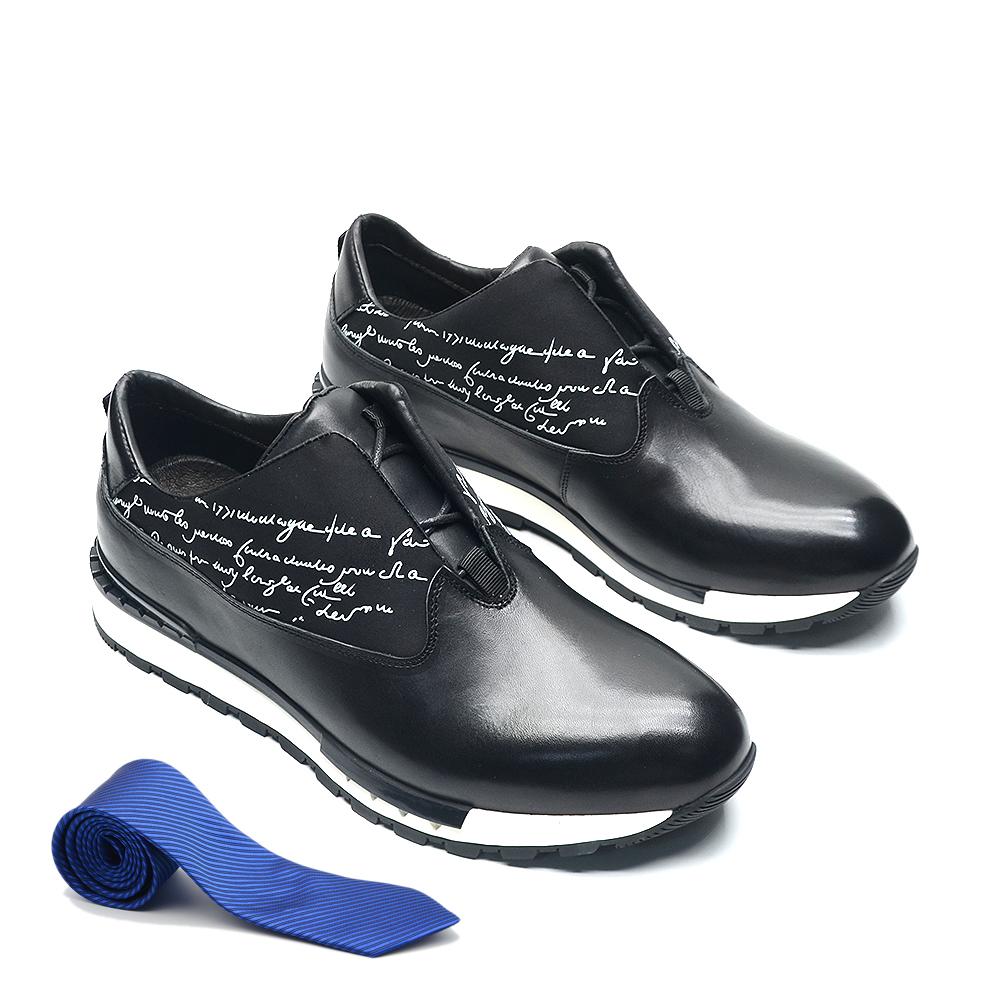 Classic Brand Design Men's Oxford Casual Sneakers Genuine Leather Lace-up Fashion Black Sport Shoes Man Chaussures Hommes