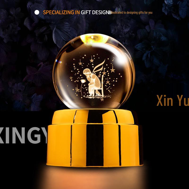 Creative Rotating Crystal Ball Night Light: Decorative Craft for Bedroom Atmosphere and Festive Gift.