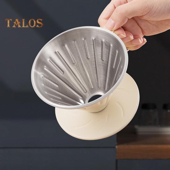 Coffee Filter Cone Stainless Steel Hand Drip Pour Over Coffee Funnel with Spiral Ribs Dishwasher Safe V-Shaped Coffee Filter for Most Coffee Makers