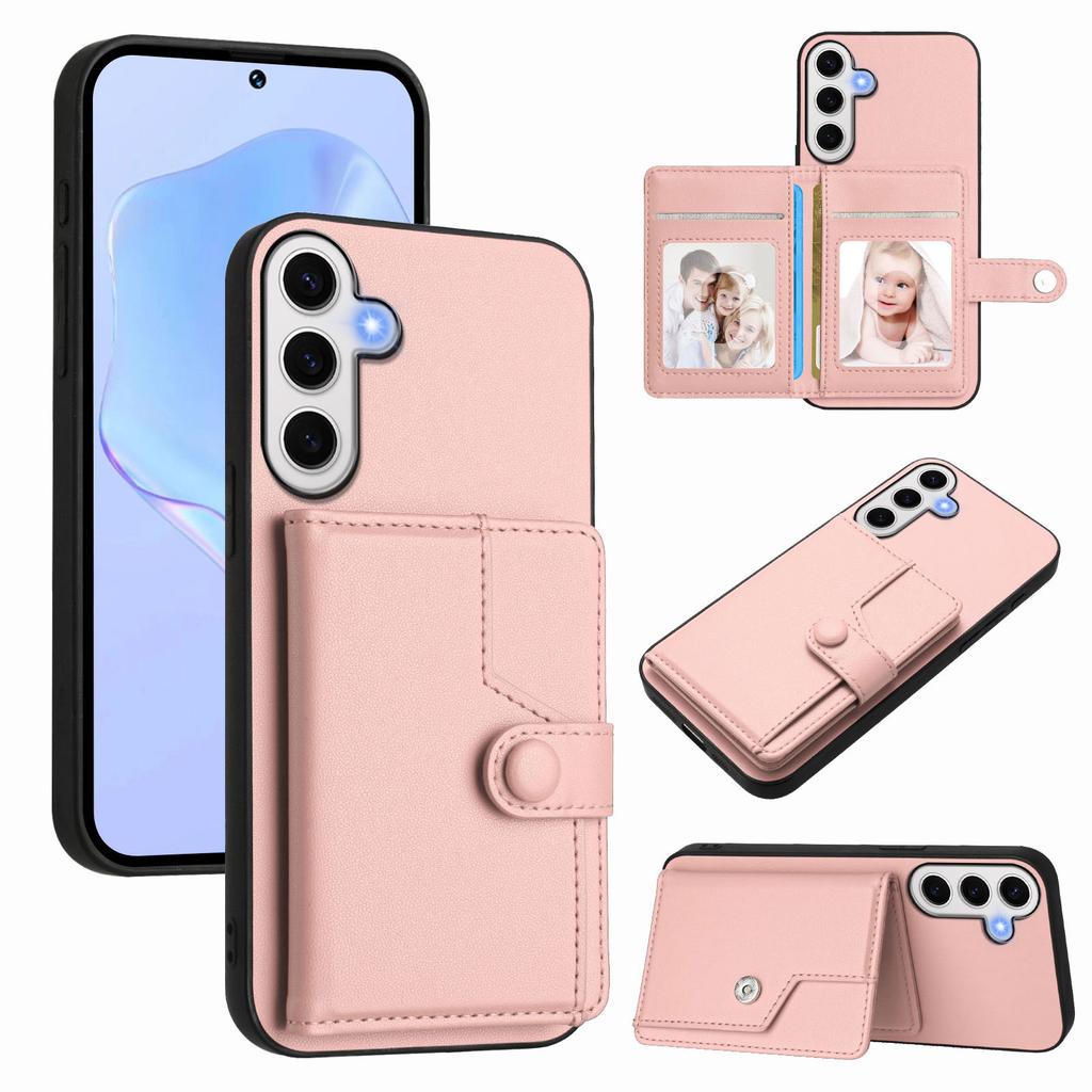 For Samsung Galaxy S24 FE Case RFID Blocking Card Holder Kickstand TPU + PU Leather Phone Back Cover