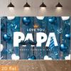 2D Blue Wood Father's Day Backdrop, Love You Papa Party Banner