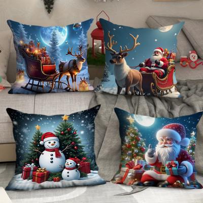 Weihnachts-Kissenbezug Heimdekoration Animiert Bedruckt Polyester Kissenbezug Sofa Neues Kissen