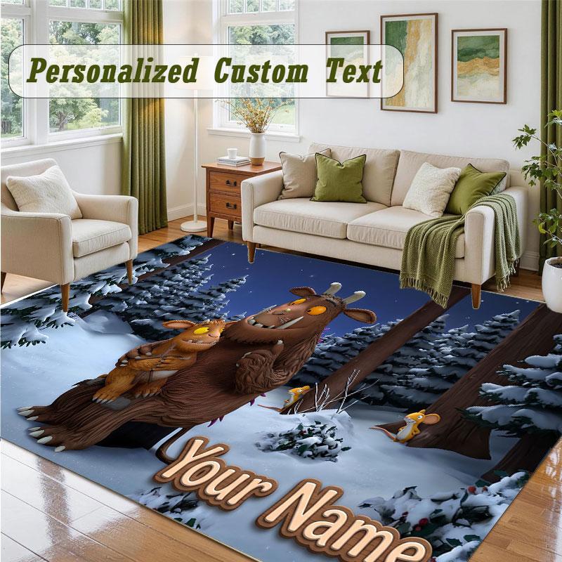 Crystal Velvet Square Rug Custom NameThe Gruffalo Pattern Non Slip Home Floor Decor Rug