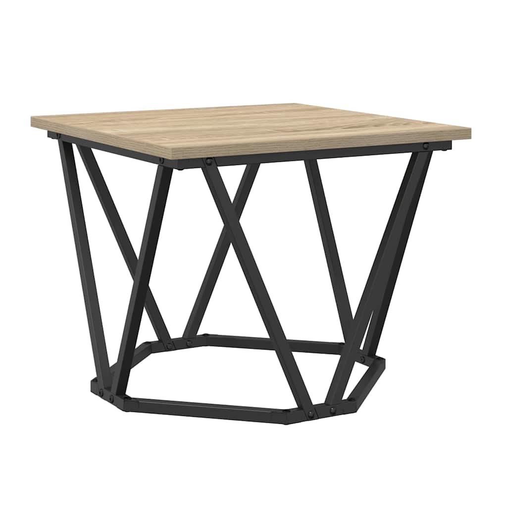 Coffee Table Set 3 Pcs Sonoma Oak Engineered Wood and Steel