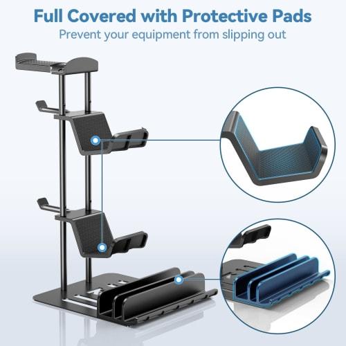 KDD Headphone Stand, Game Controller Holder & Headset Holder for Desk, Earphone Stand with Aluminum Support Bar, Universal Storage Organizer for Headp