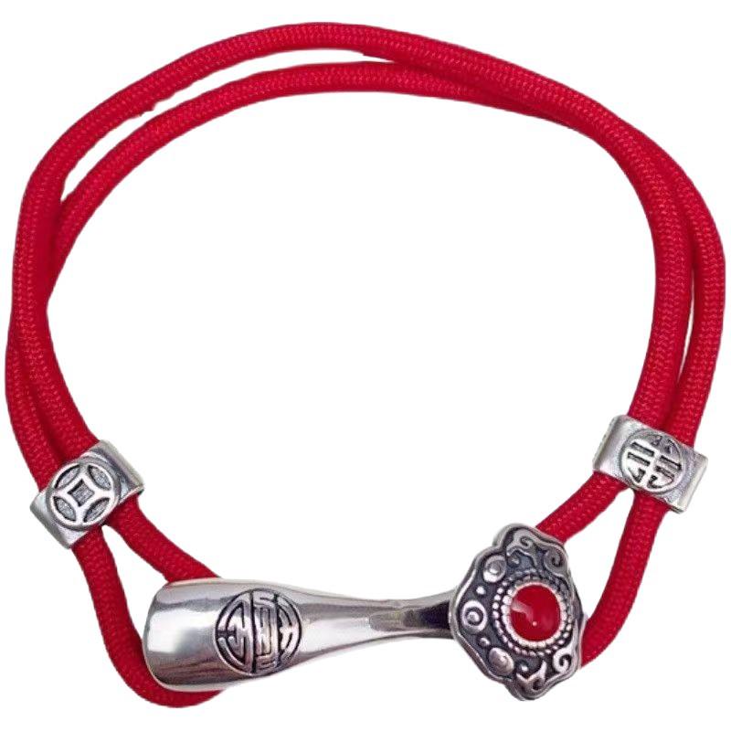 Retro Ethnisches Rotes Schnur Glücksbringer Partner Armband Schmuck